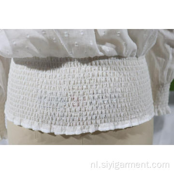 Witte blouse met lange mouwen en ingestopte taille